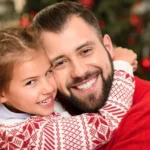 father and daughter at Christmas