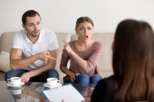 collaborative divorce with angry couple